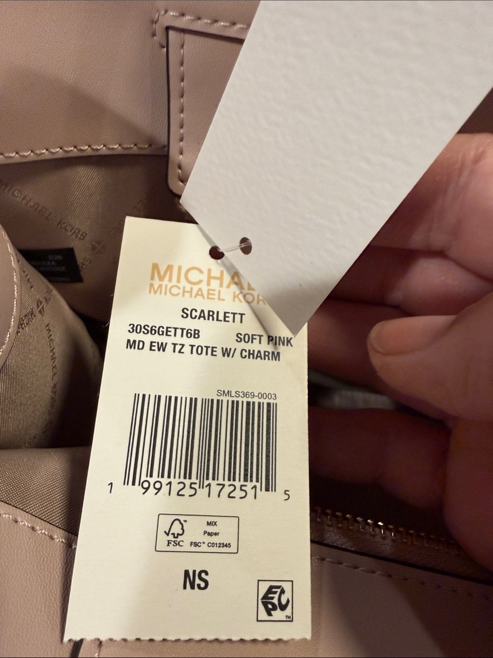 Michael Kors Dusty Pink Scarlett Leather Tote with Floral Charm - Picture 11 of 11